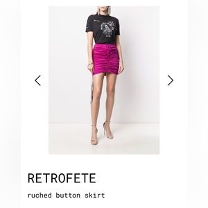 Retrofete ruched button skirt fuchsia